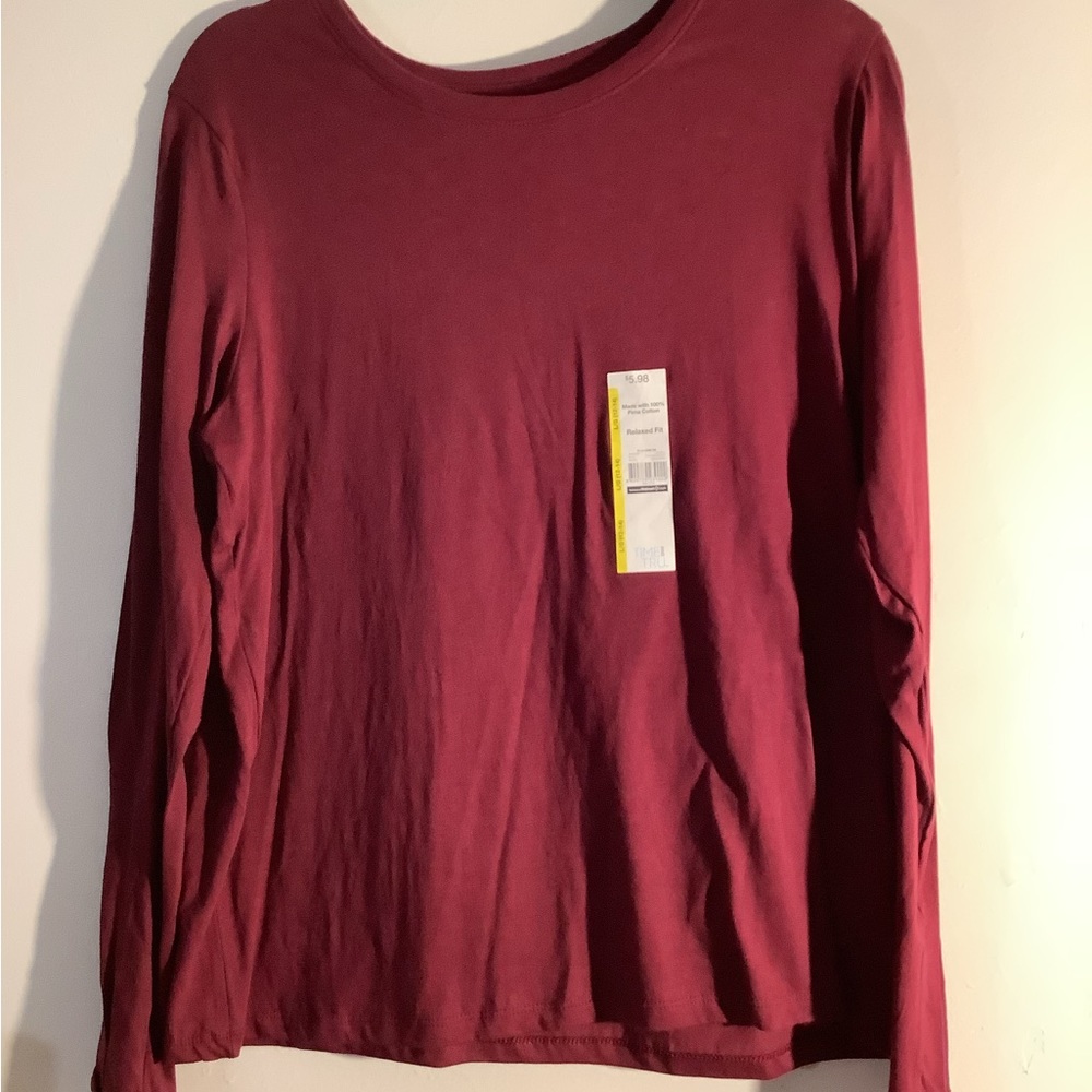 Very soft burgundy Time Tru blouse Size L - 12-4